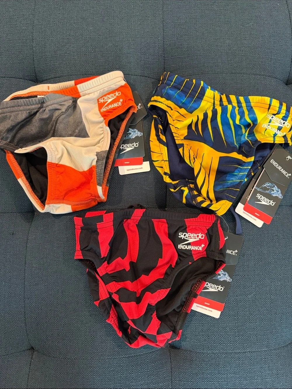 Youth Speedo Endurance+ Swim Briefs Bundle of 3 NEW waist 22 competitive Euro